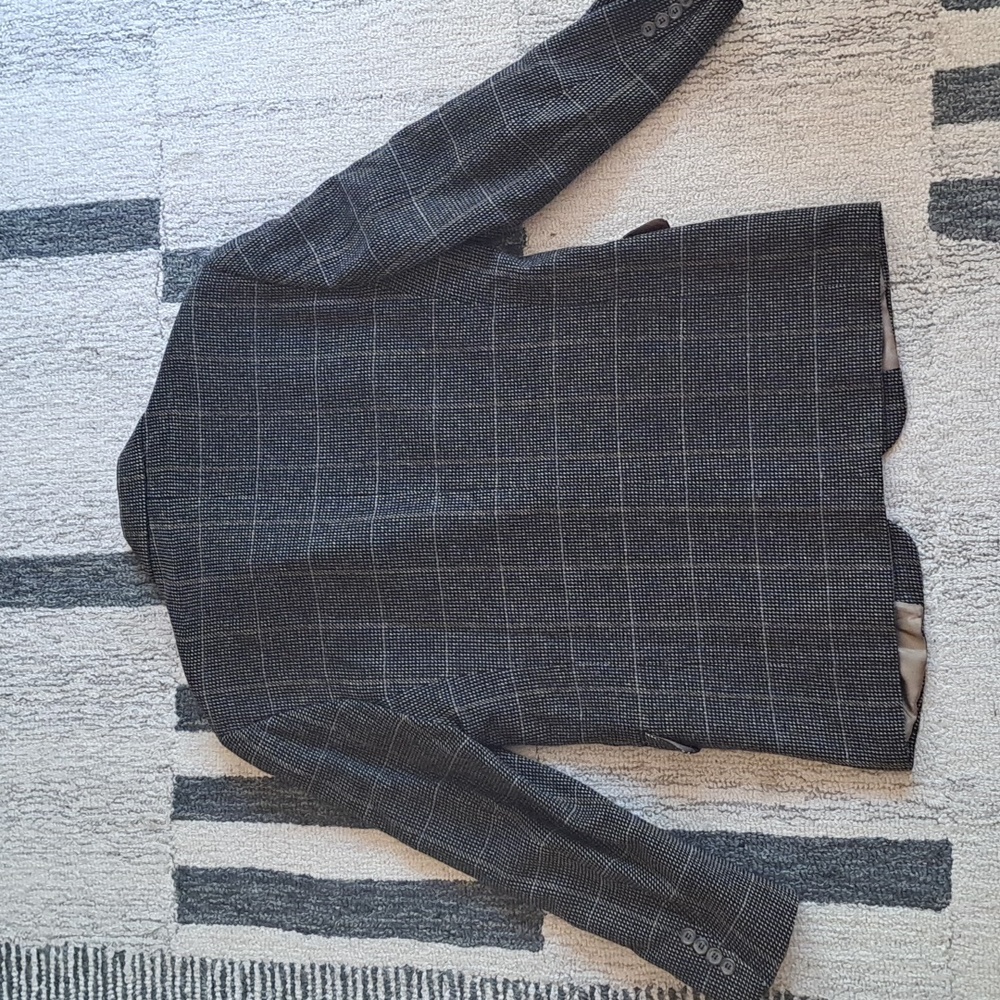 Men's Classic Wool Black and Gray Blazer, Even Picone - Picture 4 of 6